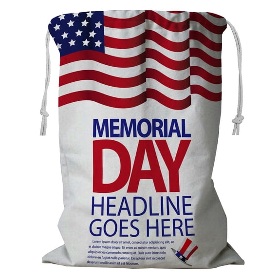 ABPHQTO Memorial Day Flag Design Storage Basket Laundry Bag with Drawstring 24x32 Inch