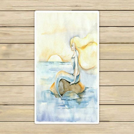 ABPHQTO Mermaid Rock Sunset Sea Orange Blue Fabulous Story Towels Beach Bath Pool Sprot Travel Hand Spa Towel 16x28 Inch