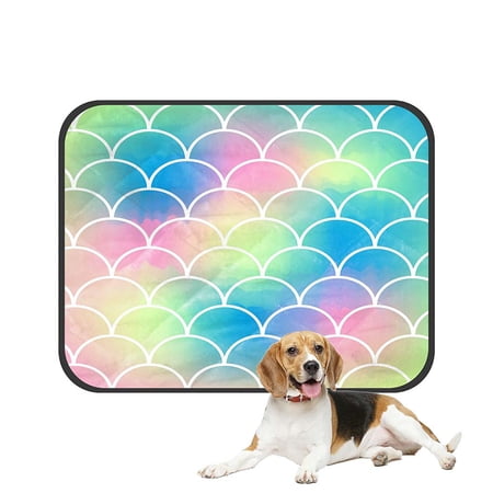 ABPHQTO Mermaid Tale On Trendy Gradient Pet Dog Cat Bed Pee Pads Mat Cushion Potty Dogs Blankets Crate Bed Kennel 28x36 inch