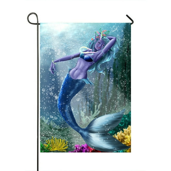 ABPHQTO Mermaid Under Sea Home Outdoor Garden Flag House Banner Size 28x40 Inch