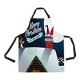 thumbnail image 1 of ABPHQTO Merry Christmas Reindeer Santa Claus Stuck Chimney Apron Home Kitchen Apron with Pockets, 1 of 1