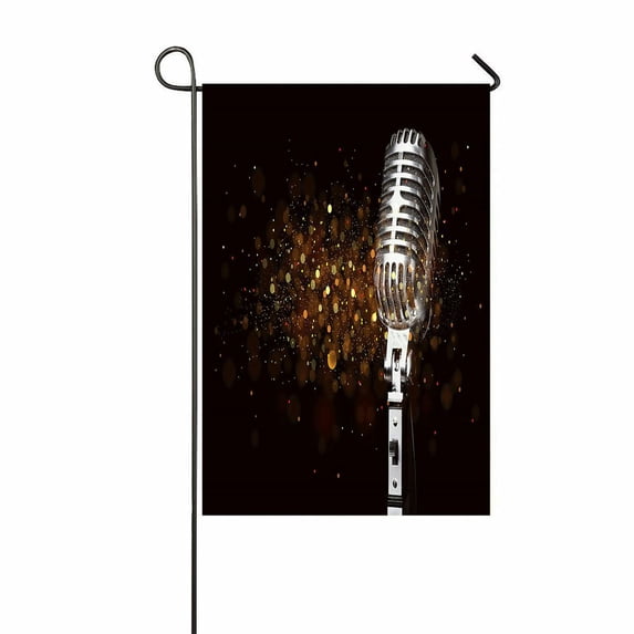 ABPHQTO Microphone Home Outdoor Garden Flag House Banner Size 12x18 Inch