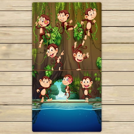 ABPHQTO Monkeys Climbing Vine Towels Beach Bath Pool Sprot Travel Hand Spa Towel 30x56 Inch
