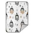 thumbnail image 1 of ABPHQTO Monochrome Cute Penguins Fleece Blanket Fleece Back Throw Blanket 58x80inch, 1 of 1