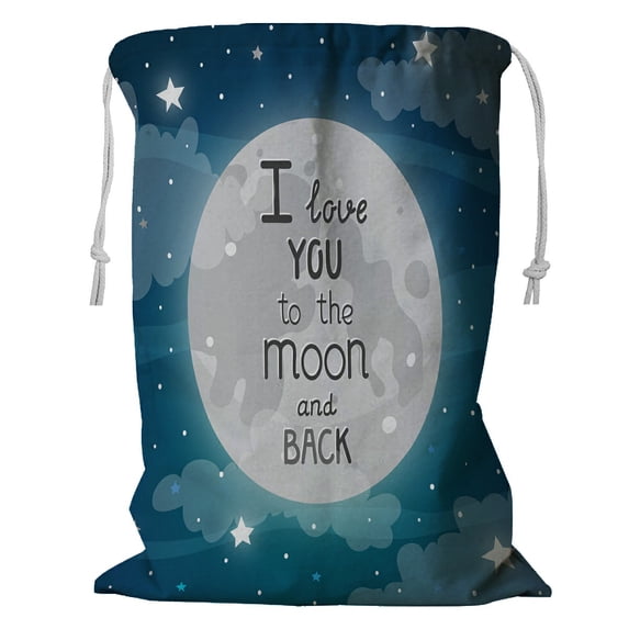 ABPHQTO Moon At Night I Love You To The Moon And Back Storage Basket Laundry Bag with Drawstring 24x32 Inch