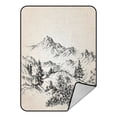 thumbnail image 1 of ABPHQTO Mountains Landscape Sketch Fleece Blanket Fleece Back Throw Blanket 58x80 Inch, 1 of 1