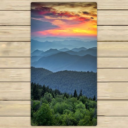 ABPHQTO Mountains Ridges Sunset Great Smoky Mountains Towels,Beach Bath Pool Sprot Travel Hand Spa Towel 30x56 Inch