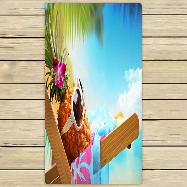 ABPHQTO Ms Pineapple On Beach Chair Towels Beach Bath Pool Sprot Travel Hand Spa Towel 30x56 Inch
