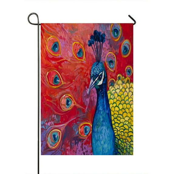 ABPHQTO Multicolored Peacock Modern Art Home Outdoor Garden Flag House Banner Size 28x40 Inch