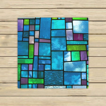 ABPHQTO Multicolored Stained Glass Window Irregular Block Towels Beach Bath Pool Sprot Travel Hand Spa Towel 13x13 Inch