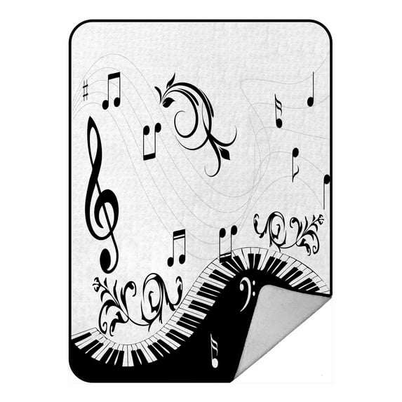 ABPHQTO Music Notes Fleece Blanket Fleece Back Throw Blanket 58x80 Inch