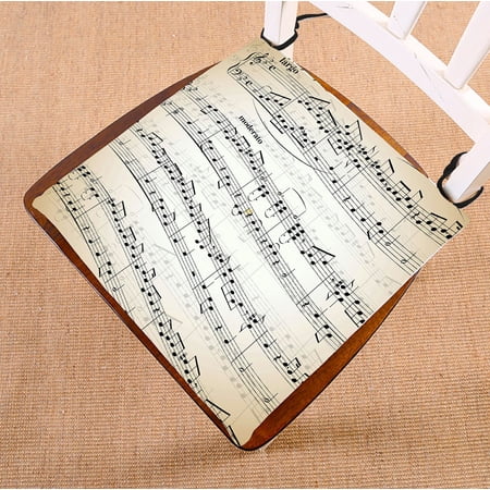 ABPHQTO Music Notes Stave Old Paper Chair Pad Seat Cushion Chair Cushion Floor Cushion Two Sides Printing 18x18 Inch