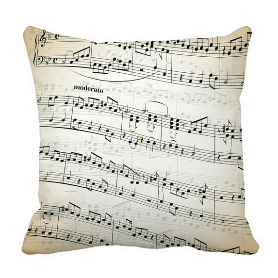 ABPHQTO Music Notes Stave Old Paper Pillow Case Pillow Cover Pillow Protector Two Sides For Couch Bed 16x16 Inch