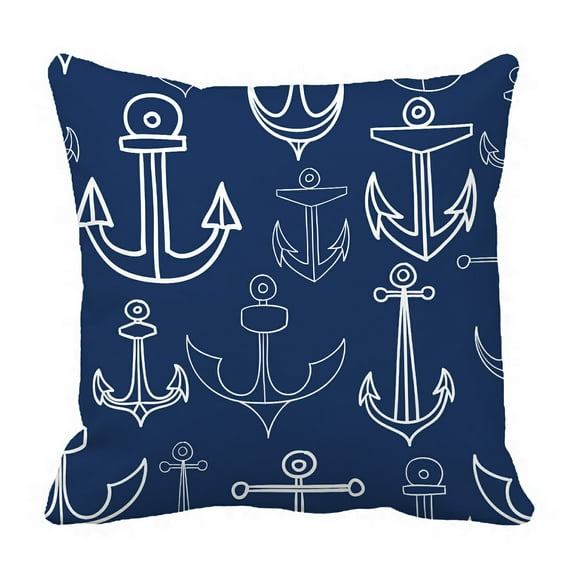 ABPHQTO Nautical Doodle Anchors Pillow Case Pillow Cover Pillow Protector Two Sides For Couch Bed 16x16 Inch