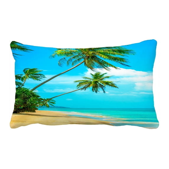 ABPHQTO Nice Tropical Beach Palms Pillow Case Pillow Cover Pillow Protector Two Sides For Couch Bed 20x30 Inch
