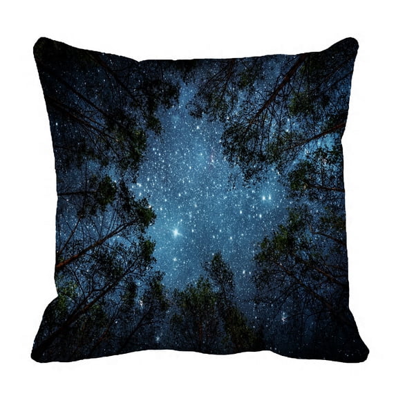 ABPHQTO Night Sky Milky Way Trees Pillow Case Pillow Cover Pillow Protector Two Sides For Couch Bed 18x18 Inch