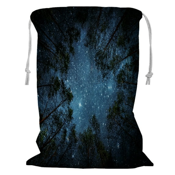 ABPHQTO Night Sky Milky Way Trees Storage Basket Laundry Bag with Drawstring 24x32 Inch