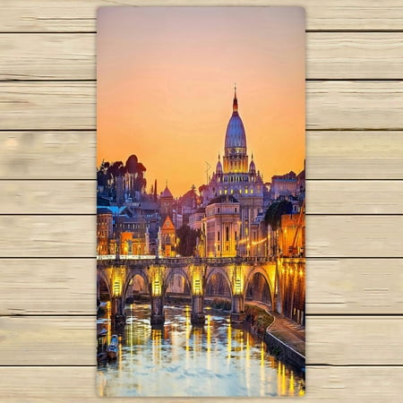 ABPHQTO Night View Cathedral In Rome Italy Towels Beach Bath Pool Sprot Travel Hand Spa Towel 30x56 Inch