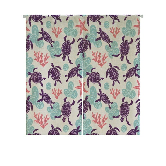 ABPHQTO Ocean Turtles Blue Ethnic Japanese Noren Curtain Doorway Door Window Treatment Curtains Cotton Linen Curtain 85x150 cm