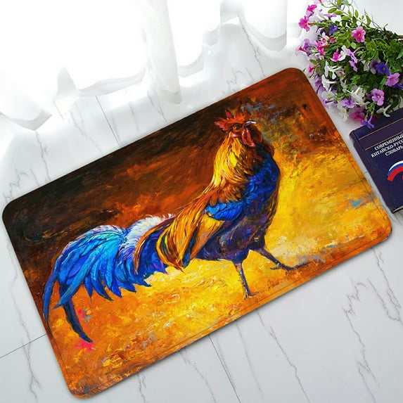 ABPHQTO Oil Colorful Rooster Modern Impressionism Doormat Entrance Rug Area Rug Floor Mat Home Decor 30x18 Inch