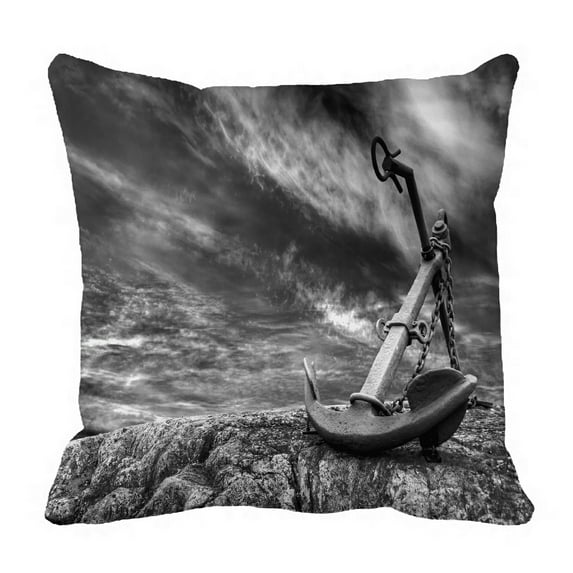 ABPHQTO Old Anchor At A Stormy Beach Pillow Case Pillow Cover Pillow Protector Two Sides For Couch Bed 16x16 Inch