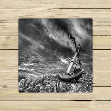 ABPHQTO Old Anchor At A Stormy Beach Towels Beach Bath Pool Sprot Travel Hand Spa Towel 13x13 Inch