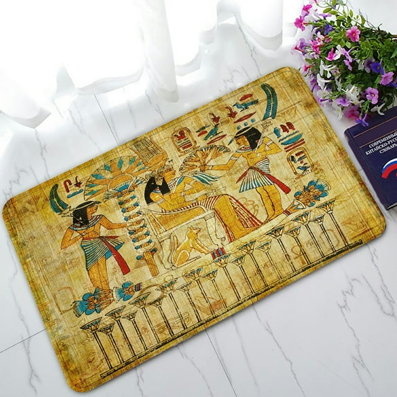 ABPHQTO Old Egyptian Papyrus Doormat Entrance Rug Area Rug Floor Mat Home Decor 30x18 Inch