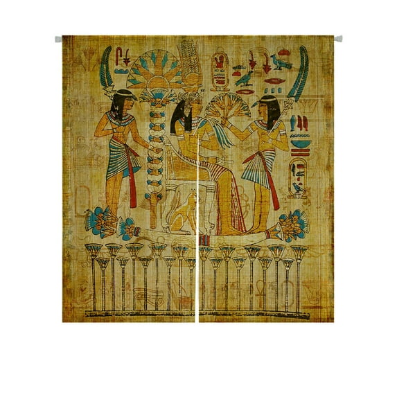 ABPHQTO Old Egyptian Papyrus Japanese Noren Curtain Doorway Door Window Treatment Curtains Cotton Linen Curtain 85x90 cm