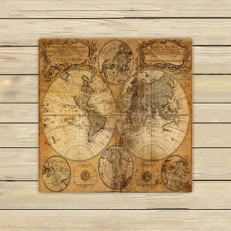 ABPHQTO Old Map Towels,Beach Bath Pool Sprot Travel Hand Spa Towel 13x13 Inch