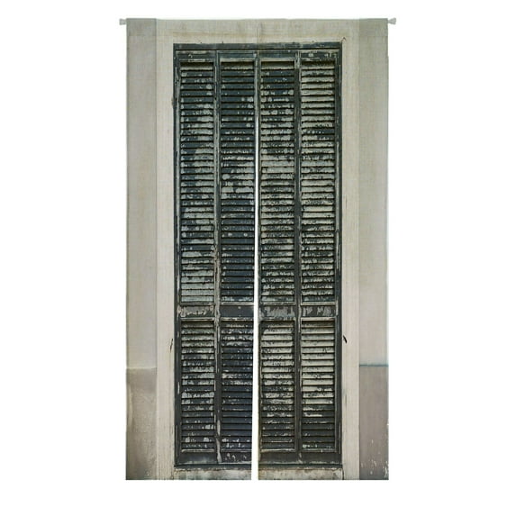ABPHQTO Old Metal Gate Gray House Wall Building Japanese Noren Curtain Doorway Door Window Treatment Curtains Cotton Linen Curtain 105x120 cm