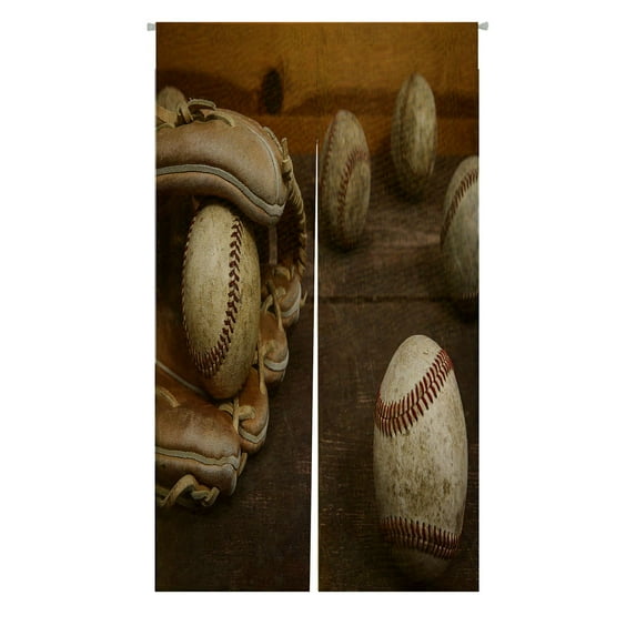 ABPHQTO Old Vintage Baseball Shallow Focus Japanese Noren Curtain Doorway Door Window Treatment Curtains Cotton Linen Curtain 85x150 cm