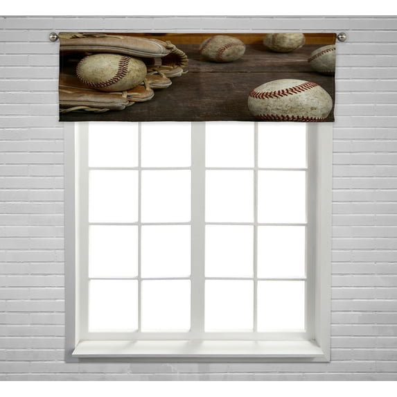ABPHQTO Old Vintage Baseball Shallow Focus Window Curtain Valance Rod Pocke 54x18 Inch