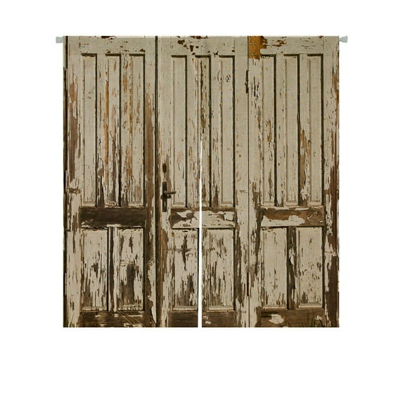 ABPHQTO Old Vintage Wooden Door White Paint Japanese Noren Curtain Doorway Door Window Treatment Curtains Cotton Linen Curtain 85x150 cm