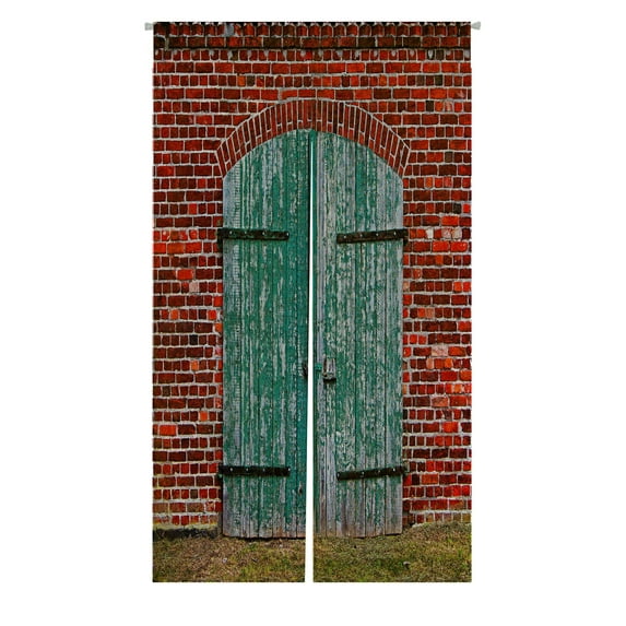 ABPHQTO Old Wooden Gate In The Brick House Japanese Noren Curtain Doorway Door Window Treatment Curtains Cotton Linen Curtain 85x120 cm