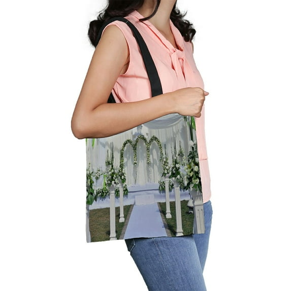 ABPHQTO Outdoor Wedding Ceremony Canvas Bag Reusable Tote Grocery Shopping Bags Tote Bag 14x16 inch