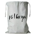 thumbnail image 1 of ABPHQTO P S I Love You Ink Calligraphy Black White Poster Lettering Storage Basket Laundry Bag with Drawstring 24x32 Inch, 1 of 3