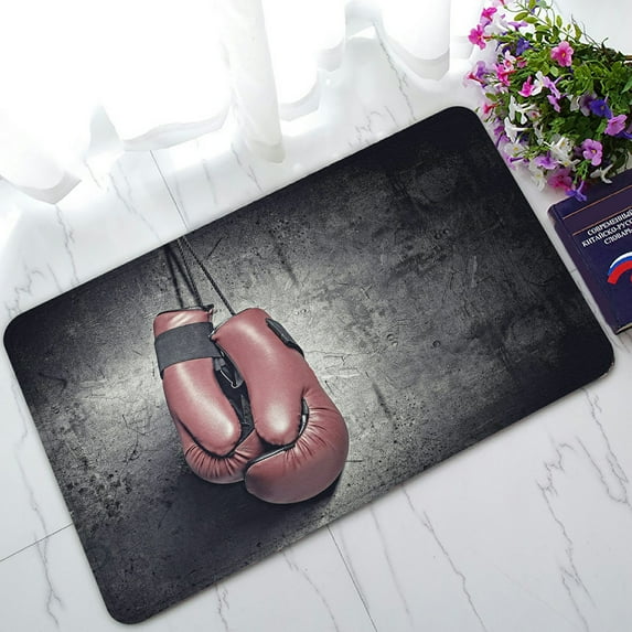 ABPHQTO Pair Of Red Boxing Gloves Hanging On Wall Doormat Entrance Rug Area Rug Floor Mat Home Decor 30x18 Inch