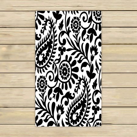 ABPHQTO Paisley Black White Pattern Towels,Beach Bath Pool Sprot Travel Hand Spa Towel 16x28 Inch