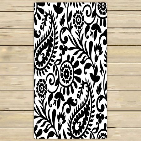 ABPHQTO Paisley Black White Pattern Towels,Beach Bath Pool Sprot Travel Hand Spa Towel 30x56 Inch