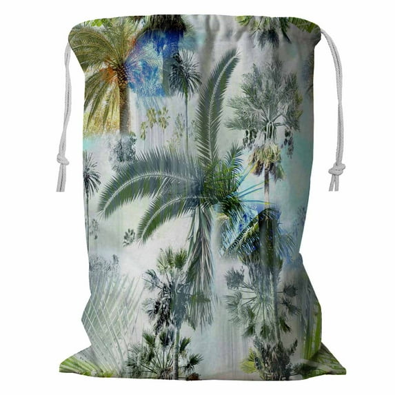 ABPHQTO Palm Trees Clip Art Floral Storage Basket Laundry Bag with Drawstring 24x32 Inch