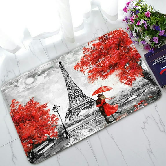 ABPHQTO Paris European City Landscape France Eiffel Tower Doormat Entrance Rug Area Rug Floor Mat Home Decor 30x18 Inch