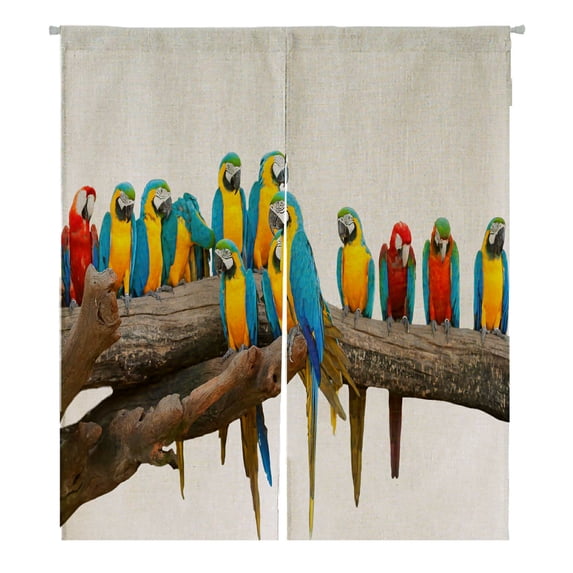 ABPHQTO Parrots In The Park Japanese Noren Curtain Doorway Door Window Treatment Curtains Cotton Linen Curtain 105x120 cm