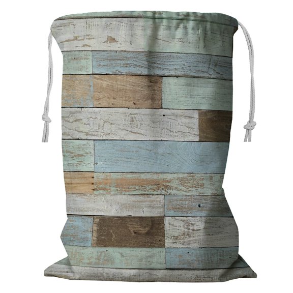 ABPHQTO Pastel Wood Wall Texture Storage Basket Laundry Bag with Drawstring 18x24 Inch