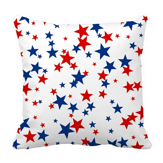 ABPHQTO Patriotic American Red Blue Stars White Pillow Case Pillow Cover Pillow Protector Two Sides For Couch Bed 16x16 Inch