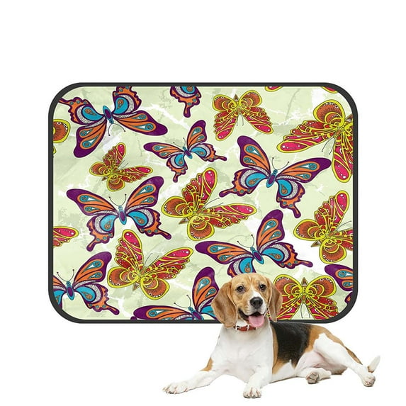 ABPHQTO Pattern Butterflies Yellow Pet Dog Cat Bed Pee Pads Mat Cushion Potty Dogsblankets Crate Bed Kennel 28x36 inch
