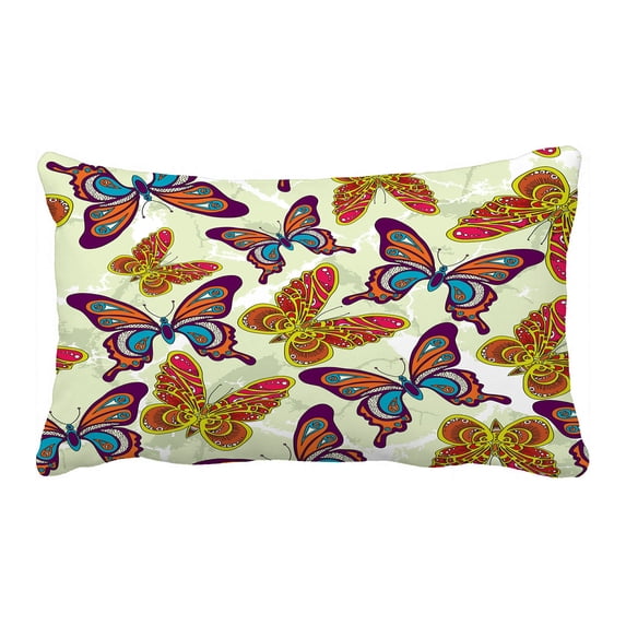 ABPHQTO Pattern Butterflies Yellow Pillow Case Pillow Cover Pillow Protector Two Sides For Couch Bed 20x30 Inch