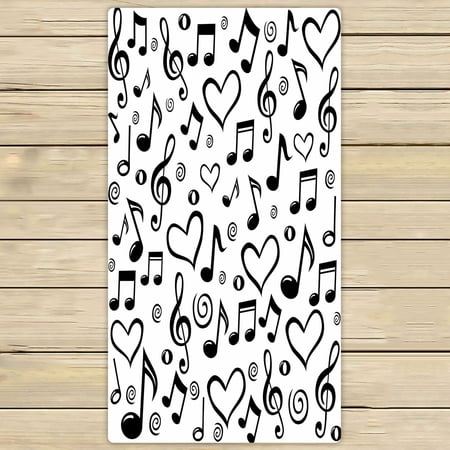 ABPHQTO Pattern Of Musical Notes Towels,Beach Bath Pool Sprot Travel Hand Spa Towel 30x56 Inch