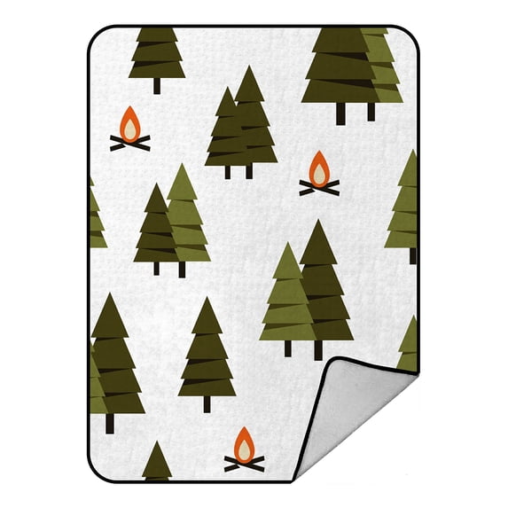 ABPHQTO Pattern Of Trees And Campfires Fleece Blanket Fleece Back Throw Blanket 58x80inch