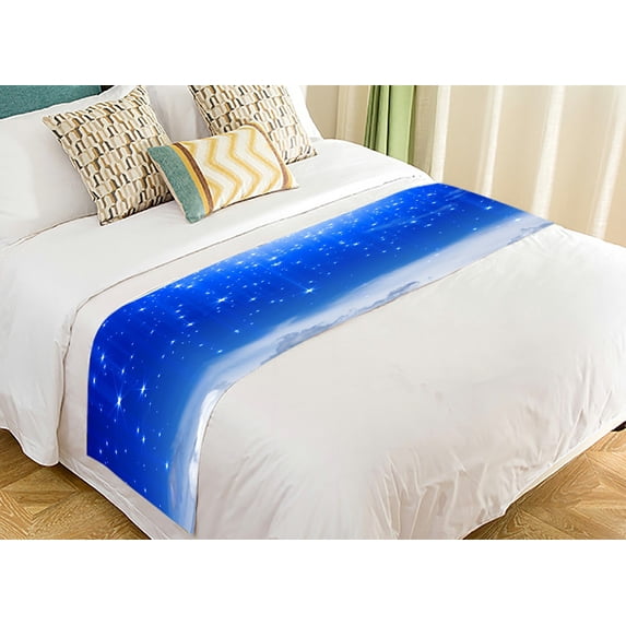 ABPHQTO Peaceful Blue Sky Bright Stars Heaven Bed Runner Bedding Scarf Bed Decoration 20x95 inch