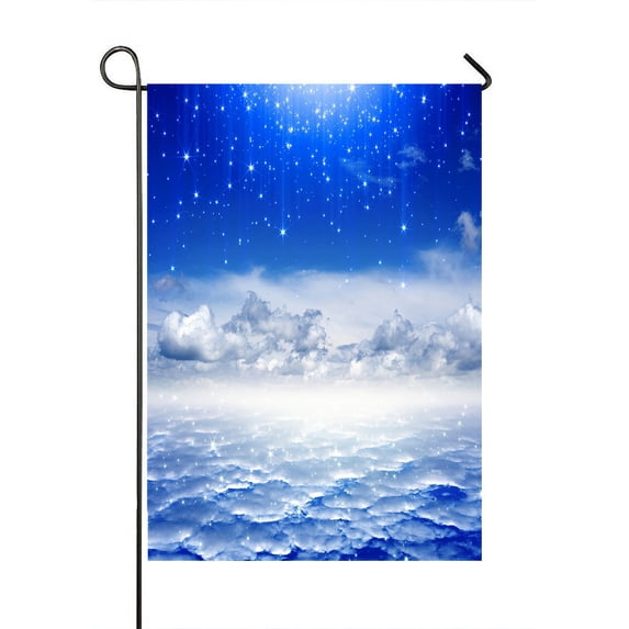 ABPHQTO Peaceful Blue Sky Bright Stars Heaven Home Outdoor Garden Flag House Banner Size 28x40 Inch